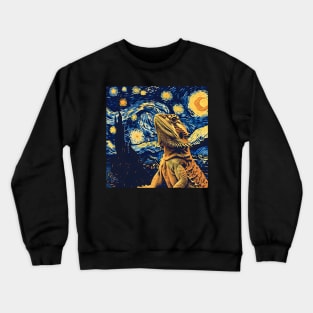 Bearded Dragon Starry Night Van Gogh Style Crewneck Sweatshirt